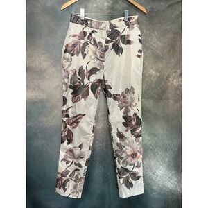 Brock Collection Floral Cigarette Paige Silk Blend Tapered Pant High Rise Size 6